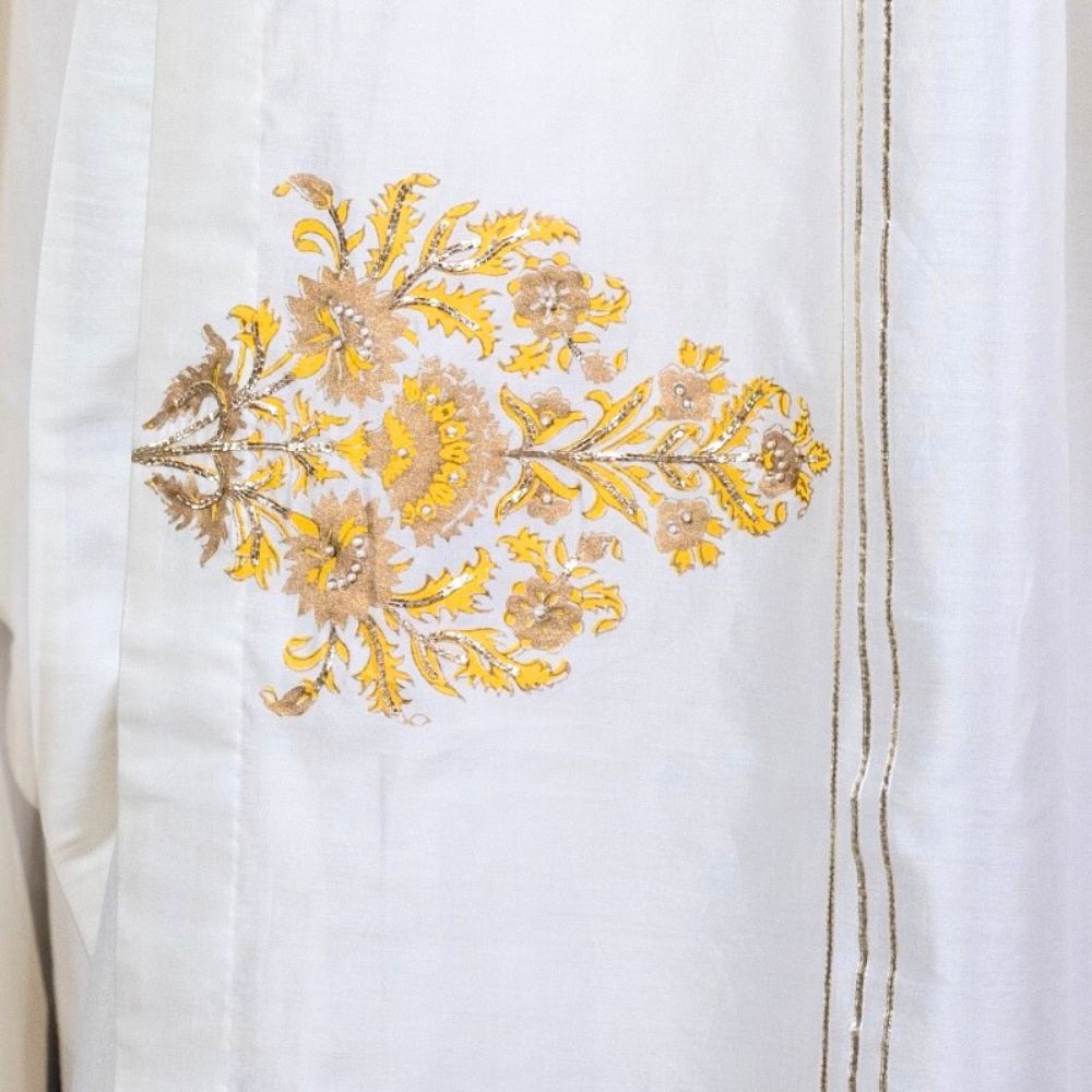 Off White Saree with Hand Embroidery