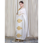 Off White Saree with Hand Embroidery