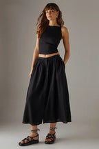 Premium Linen Blend Racer Cross Back Crop Top