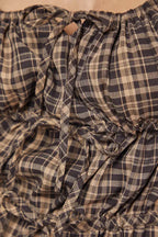 Check Tie Front Square Neck Blouse