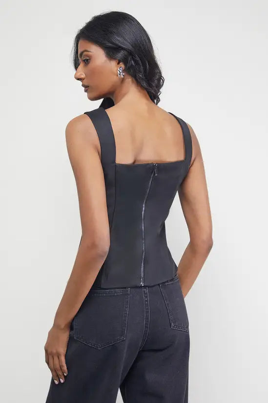 Satin Tie Front Corset Top