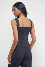 Satin Tie Front Corset Top