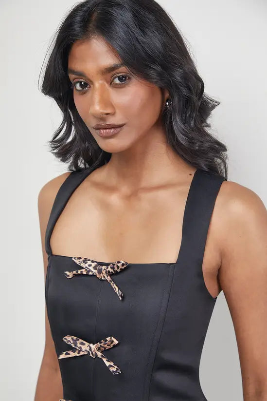 Satin Tie Front Corset Top