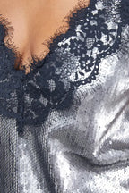 Sequin Lace Trim High Apex Cami Top